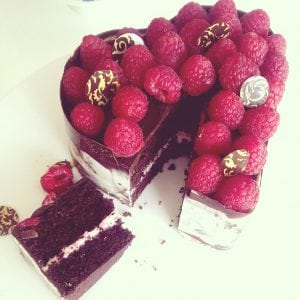 raspberry heart with transfer designs