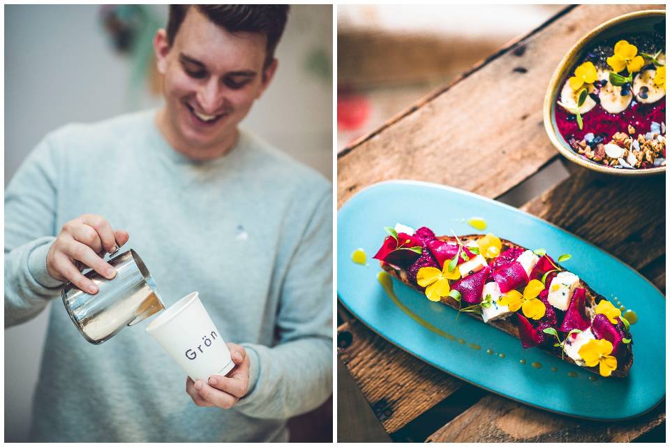 Gron Kafe Leeds sample dishes and coffee