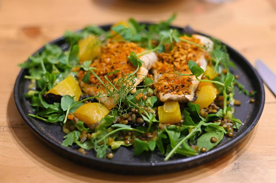 Elsworth Kitchen Skipton review Seabass main course