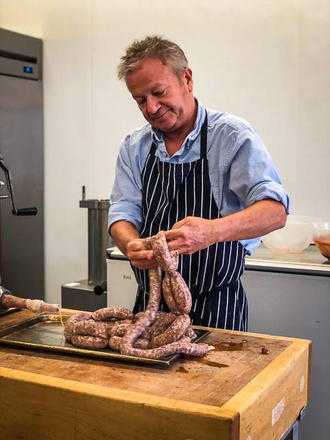 School of Artisan Food Review Class Tutor making sausages