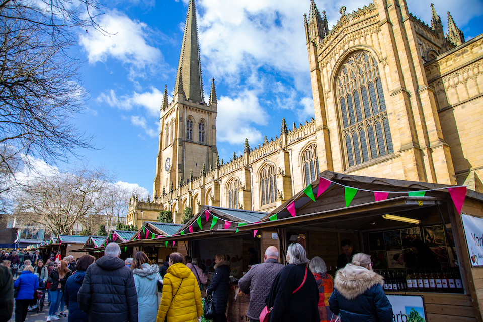 Wakefield Rhubarb Festival outside the market