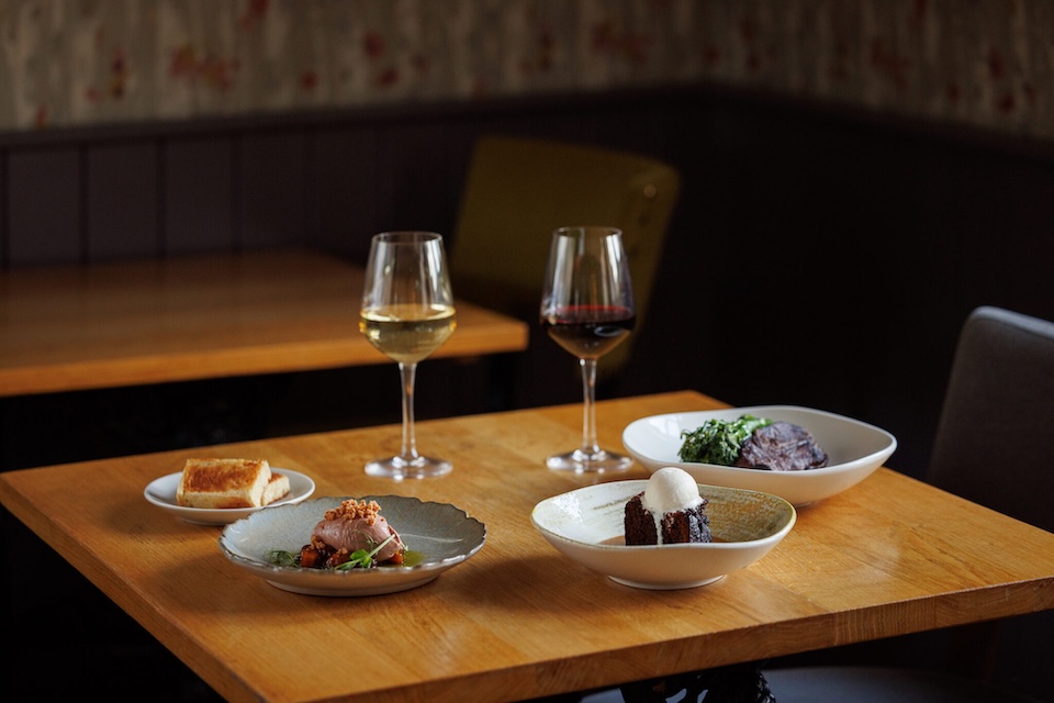 Table of Food at Devonshire Arms brasserie