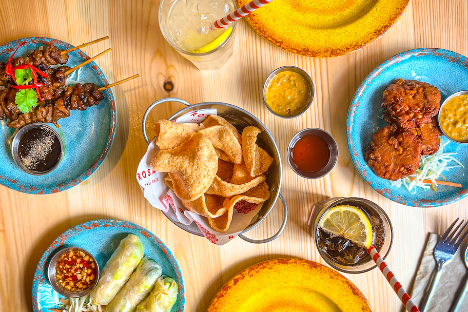 Rosa's Thai York review - summer rolls, crab cakes and chicken skewers