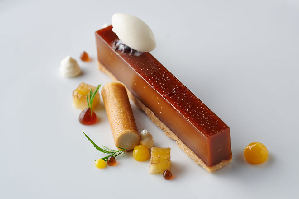 The Angel at Hetton toasted kombu tart - Michelin star restaurants Yorkshire