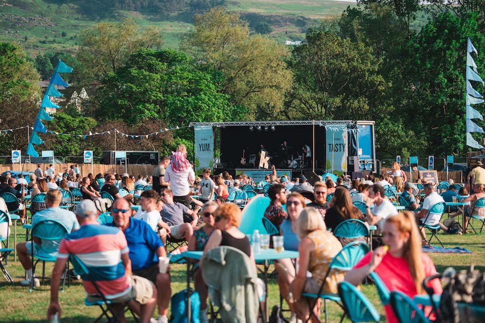 Ilkley Food & Drink Festival crowd of people watching live music