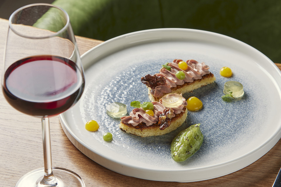 Bosun's York pate starter with red wine