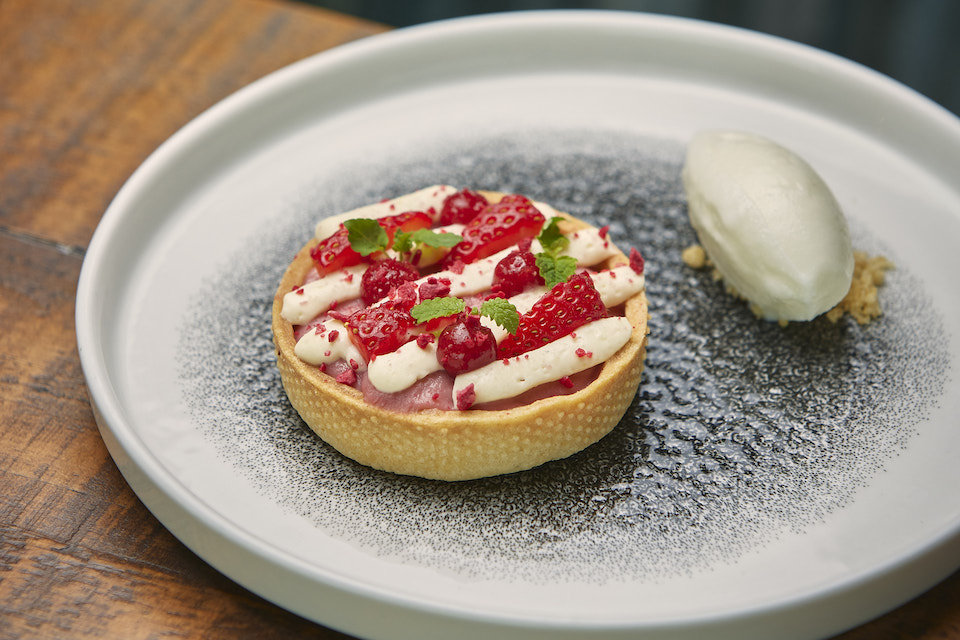 Bosun's York strawberry tart with ice cream