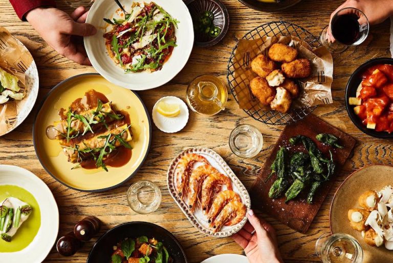 Iberica Leeds bottomless brunch dishes overhead shot