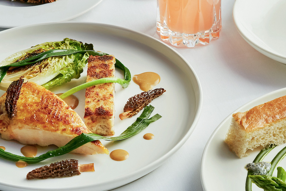 Harvey Nichols Leeds Restaurant - roasted chicken with caramalised onion tart