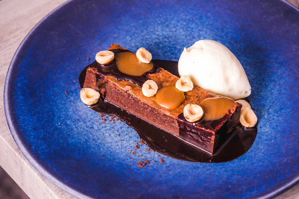 Chocolate Brownie and Vanilla Ice Cream Coniston Hotel