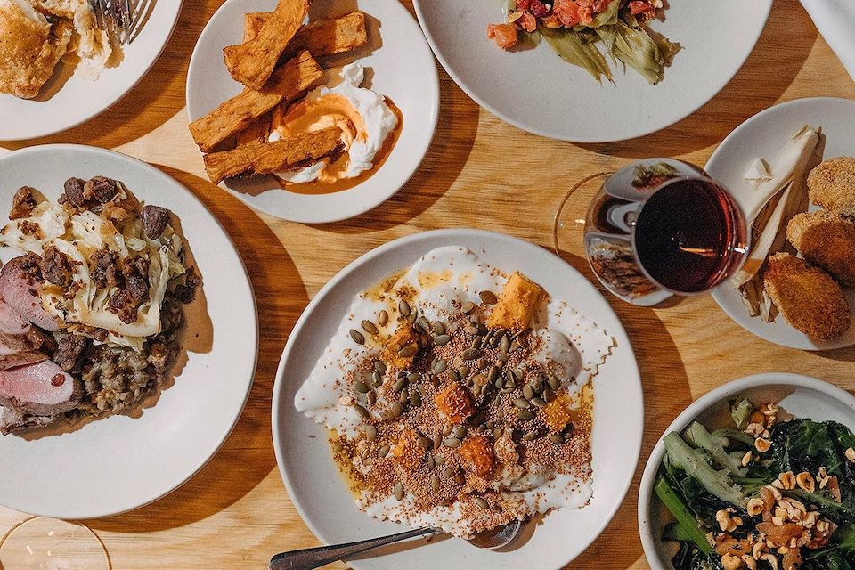 Tonco Sheffield selection of small and large plates + glass of wine