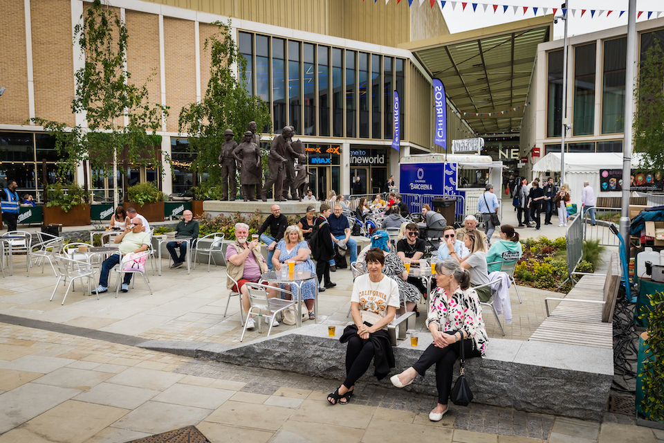 Flavours Food Festival Barnsley outside traders and customers