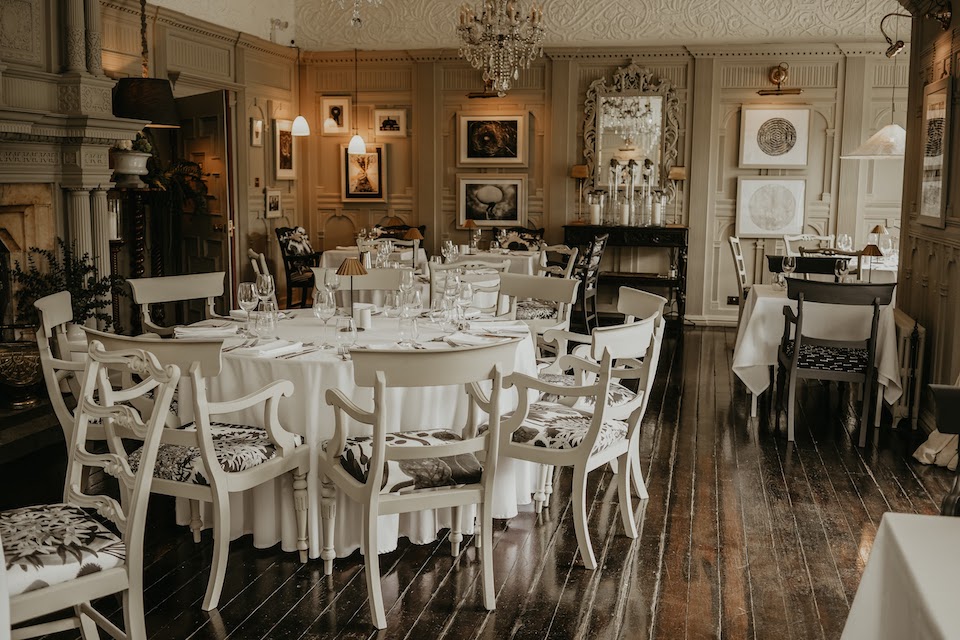 Highfield House afternoon tea restaurant interior and table set up