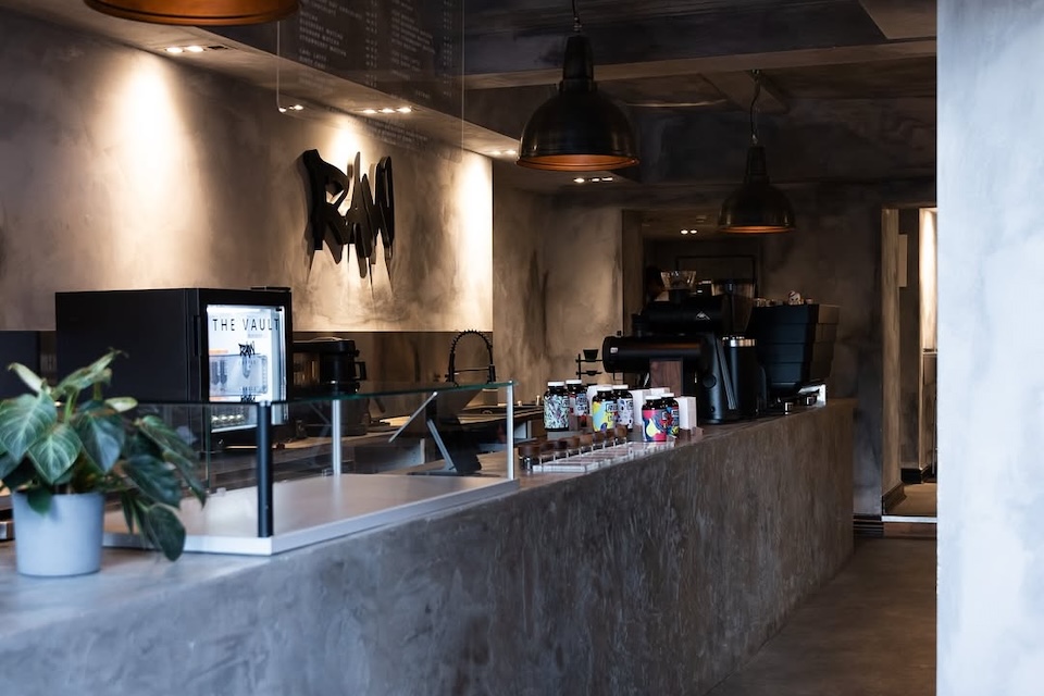 Raw coffee shop interior
