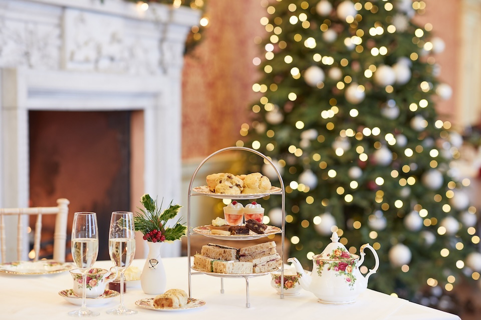 Festive afternoon tea in the long gallery, Christmas menus Yorkshire