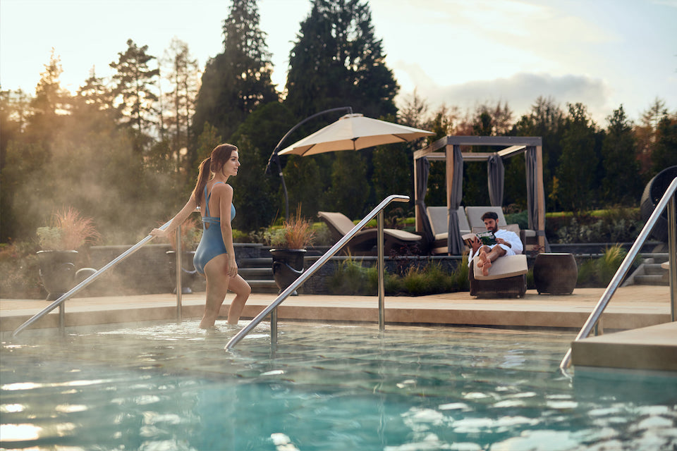 Grantley Hall outdoor pool Three Graces